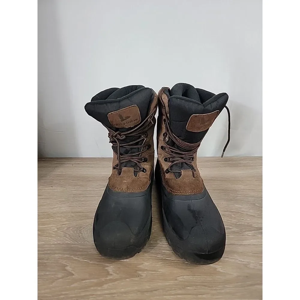 Mens Field & Stream‎ Brown Duck Leather Rain Boots - Size 13